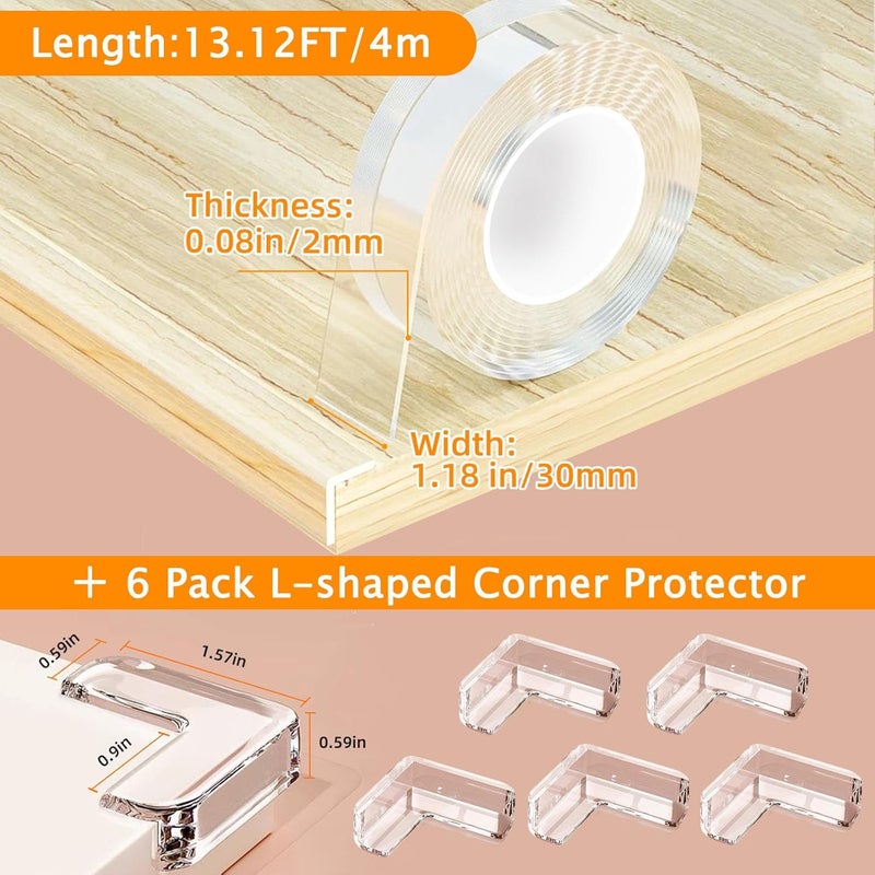 CHENYA Clear Soft Corner Protectors for Furniture Strip,1.18 in x 13.12 FT Edge Bumper with 6 Corner Guards,Window Edge,Wall Protector,Table Corner Protectors and Fireplace in Family - Image 2